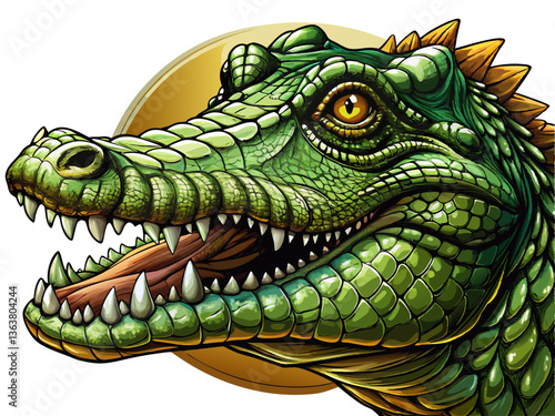 A highly detailed portrait of a majestic Crocodile, isolated on a white background