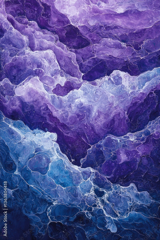 Obraz premium Abstract Purple and Blue Fluid Art Painting: Celestial Swirls