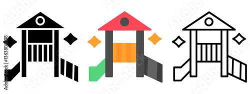 Kindergarden Icon, Collection of Line, Glyph and Flat Icon, Set of Line Glyph and Flat Icon