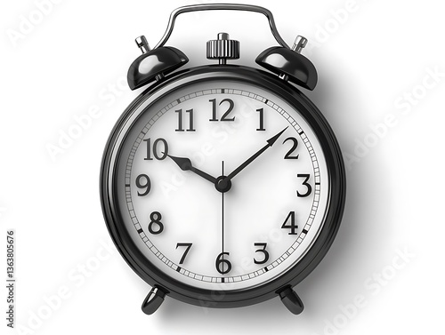 Obraz na płótnie Black Alarm Clock, Isolated, White Background w salonie