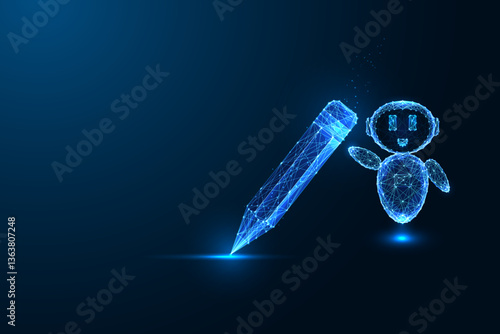 AI-powered creative writing, digital education, smart learning assistant, future vector illustration