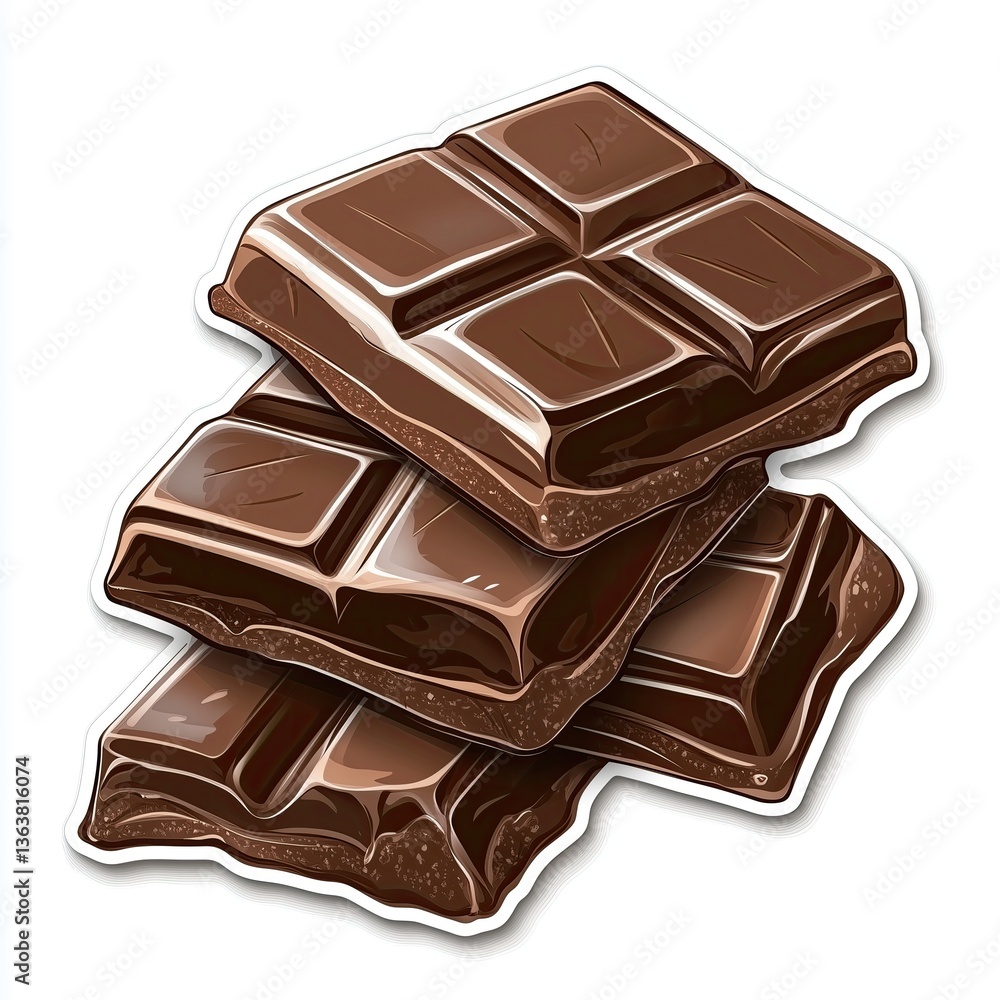 Fototapeta premium contour-cut sticker Chocolate aesthetic quality of the beautiful, 3d rendering, design sticker, vector art sticker, high resolution, detailed, on white background generated AI