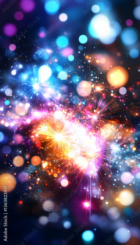 Fototapeta premium Vibrant abstract light bursts and bokeh