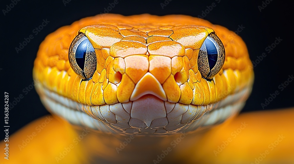 Fototapeta premium Close-up of a vibrant orange snake's head
