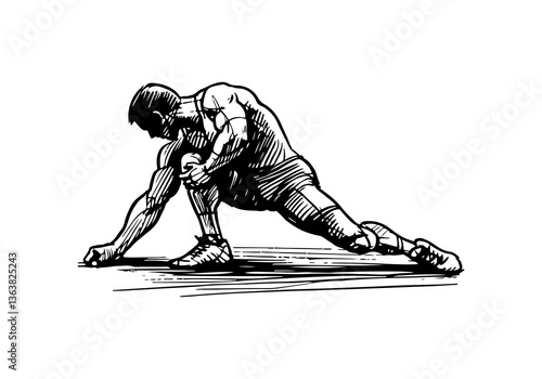 Wrestler hand drawn sketch vector illustration