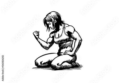 Wrestler hand drawn sketch vector illustration