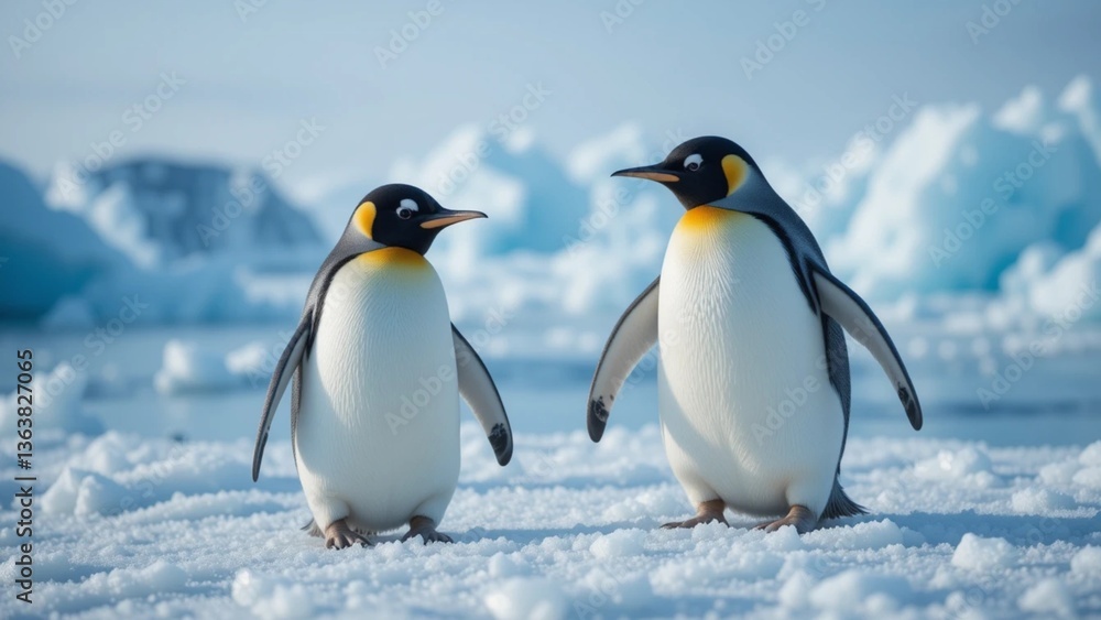 Fototapeta premium two penguins on the snow