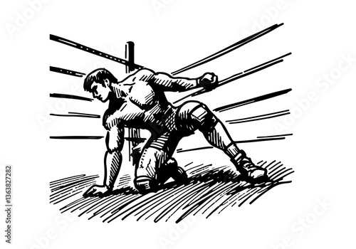 Wrestler hand drawn sketch vector illustration