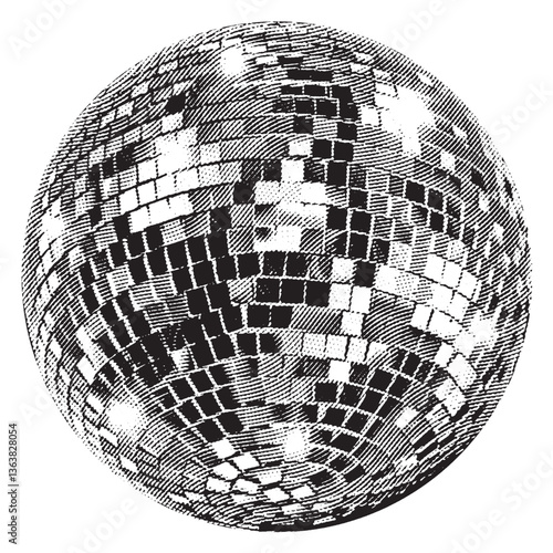 Disco ball isolated. Disco ball clipart. Mirrorball with lights.