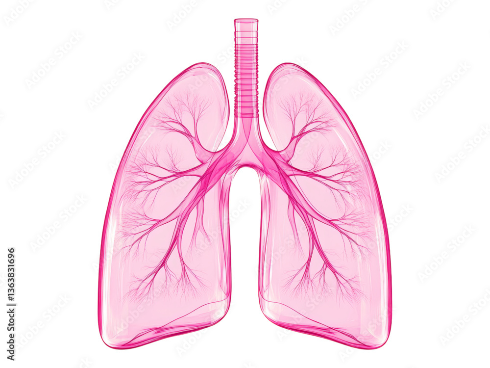 Anatomical Illustration of Human Lungs in Pink Color Anatomical Illustration of Human Lungs in Pink Color