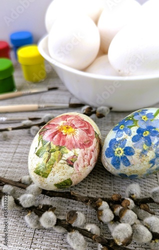 Painting Easter eggs with acrylic paints