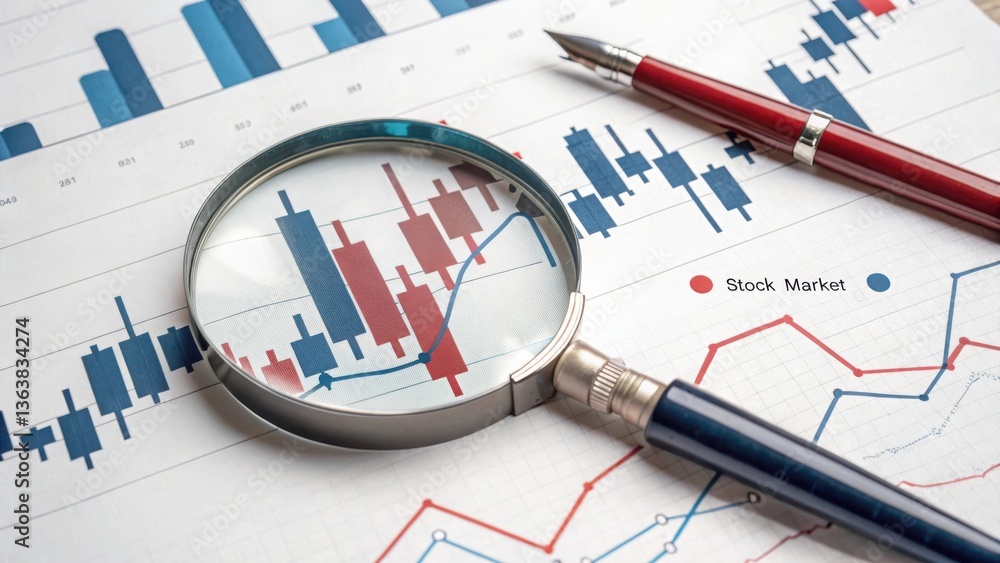 Business chart with pen and magnifying glass on financial data. magnifying glass on financial chart. business chart with pen and calculator. business chart with pen Business chart with pen and magnifying glass on financial data. magnifying glass on financial chart. business chart with pen and calculator. business chart with pen