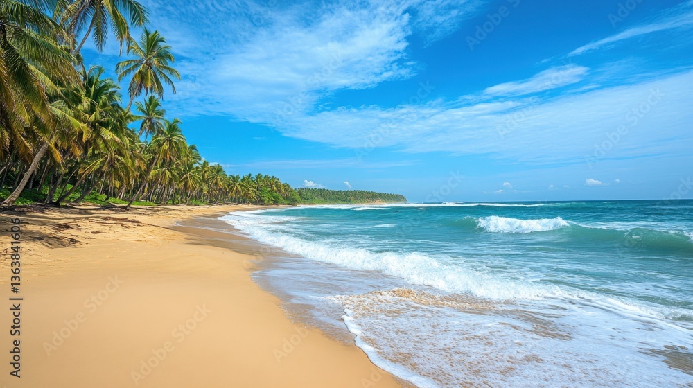 Tropical Beach Paradise with Palm Trees and Turquoise Water Tropical Beach Paradise with Palm Trees and Turquoise Water