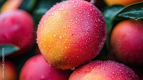 Fresh, vibrant mangos with water droplets