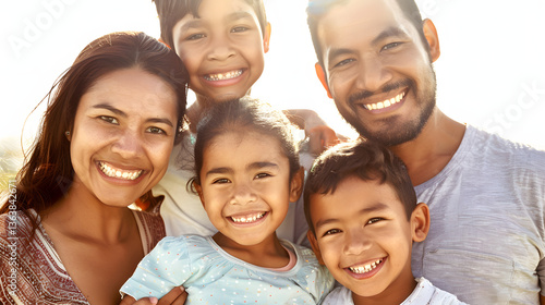 Happy Family of Four Smiling Together – Love, Joy, and Togetherness