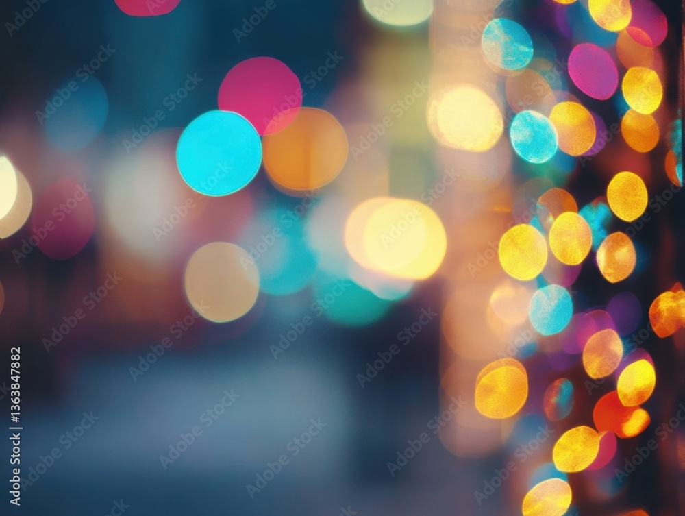 Fototapeta premium Festive bokeh lights and chromatic aberration effect with shallow depth of field