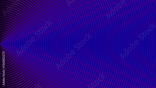 Abstract blue and purple concentric lines radiating from the left side create a futuristic digital wave pattern.