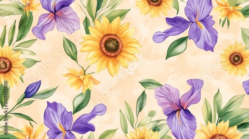 Wallpaper Mural Moonlight Scattered Floral Perspective Foliage Pattern Torontodigital.ca