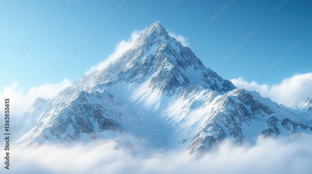 A jagged mountain ridge above the clouds A jagged mountain ridge above the clouds