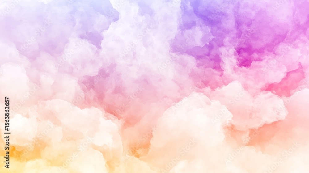 Fototapeta premium Dreamy Pastel Cloudscape: A Serene Watercolor Sky