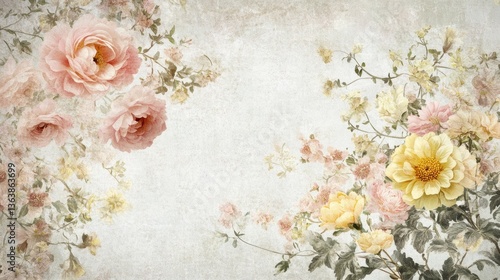 Wallpaper Mural NatureFlorals Vintage Floral Overview Pastel Pattern Torontodigital.ca
