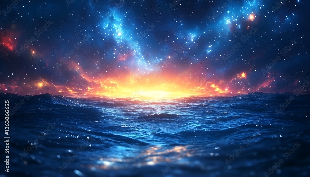 Obraz premium Cosmic Seascape Sunrise