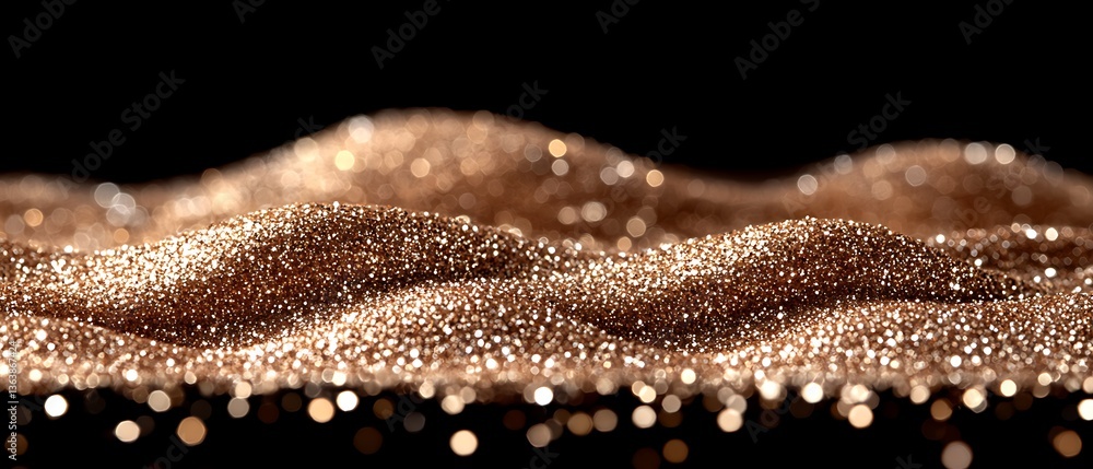 Sparkling glittery surface shimmering under ambient and focused lighting on black Sparkling glittery surface shimmering under ambient and focused lighting on black