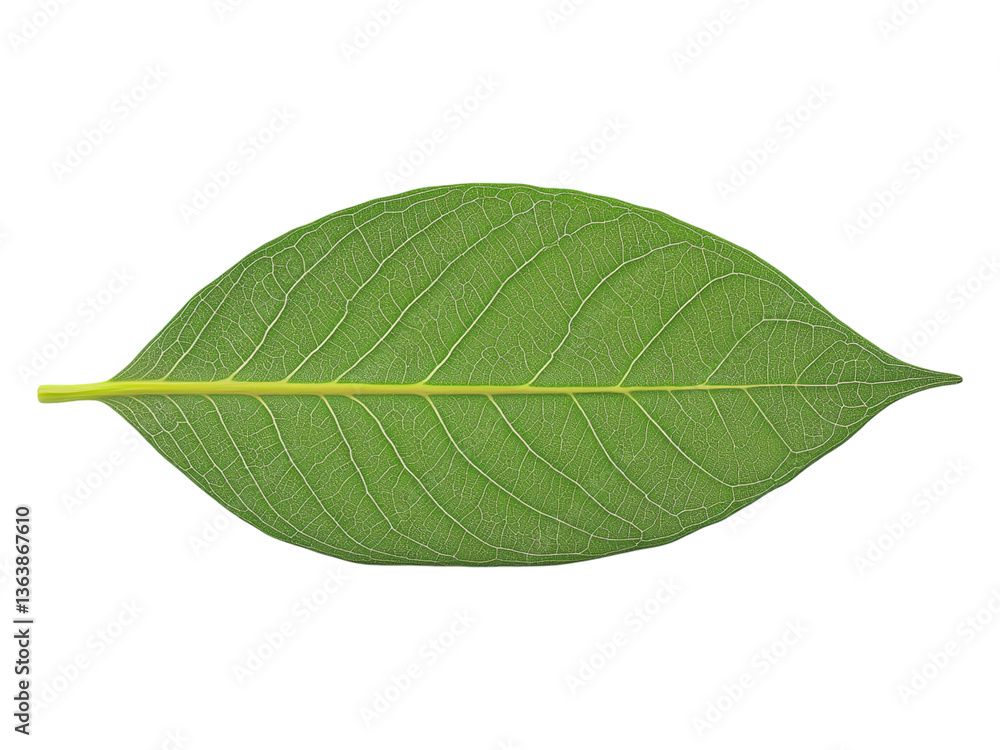 Obraz premium Detailed Green Leaf with Intricate Veins and Texture
