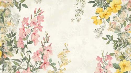 NatureFlorals Vintage Floral Overview Snapdragons Soft