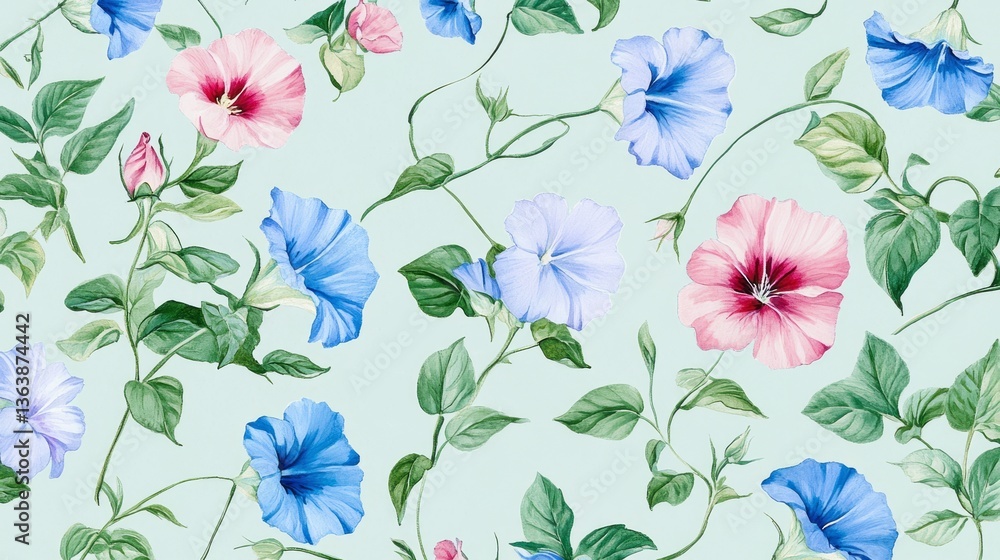 Obraz premium TexturesBackgrounds Scattered Floral View Blue Peonies