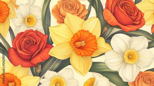 Wallpaper Mural DesignCreativity Seamless Floral Overview Cream Style Torontodigital.ca