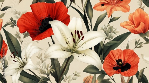 Wallpaper Mural TexturesBackgrounds Vintage Floral Scene Pattern Leaves Torontodigital.ca