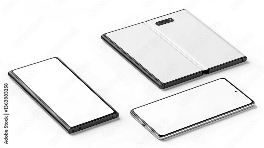 Modern Foldable Smartphone Mockups for Product Design and Marketing Modern Foldable Smartphone Mockups for Product Design and Marketing