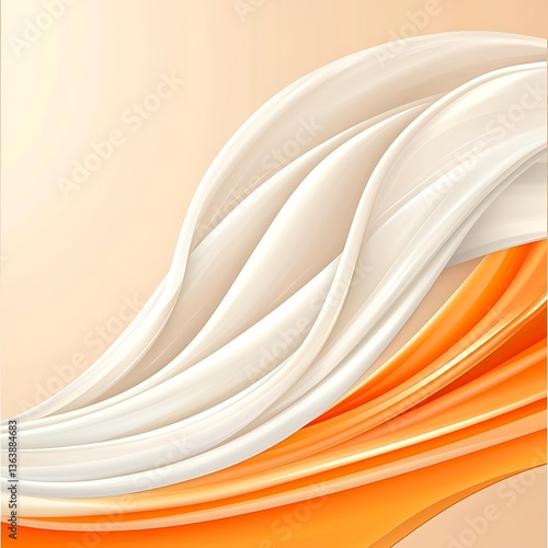 Swirling Cream & Orange Abstract.