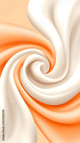 Swirling Cream for Orange & White, Abstract Background.
