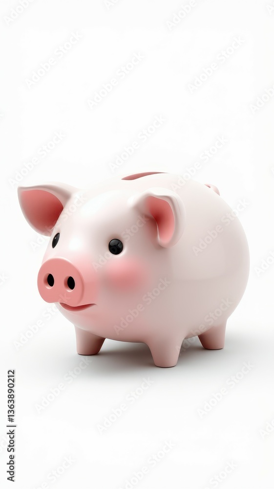 Cute piggy bank with a friendly expression ready for saving money at home Cute piggy bank with a friendly expression ready for saving money at home