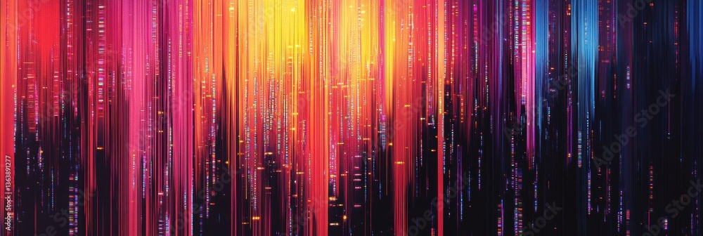 Futuristic data streams create vibrant visual effects with holographic elements in a digital landscape Futuristic data streams create vibrant visual effects with holographic elements in a digital landscape