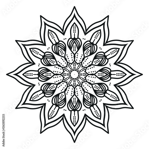 Black and white floral vector design with abstract elements and a vintage touch