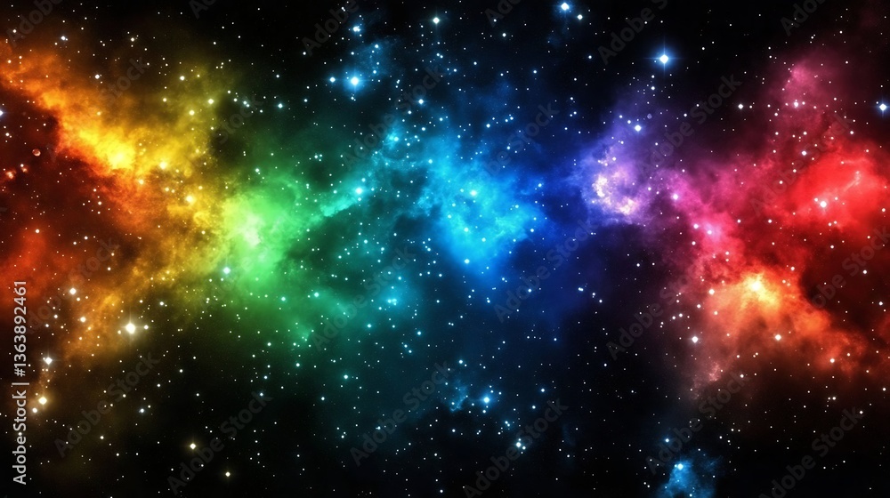 Fototapeta premium Vibrant rainbow nebula in space.