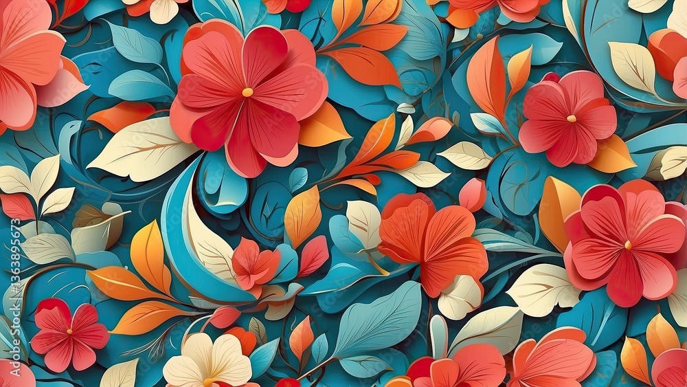 A seamless pattern featuring an arrangement of various red maple leaves scattered against a white background A seamless pattern featuring an arrangement of various red maple leaves scattered against a white background