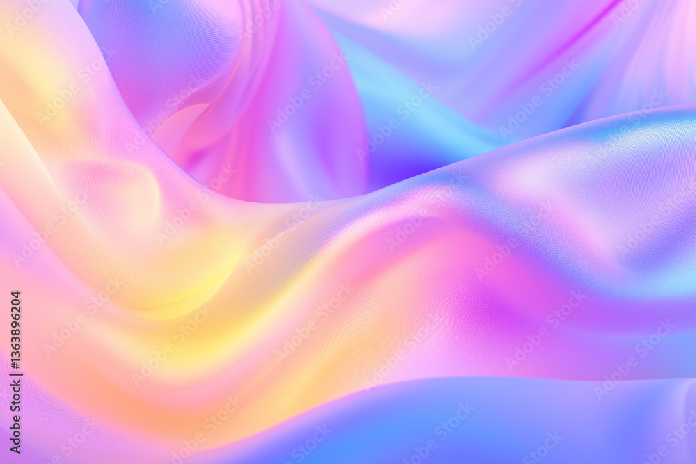 Obraz premium Abstract Silk Fabric with Holographic Pastel Colors Waving Gently