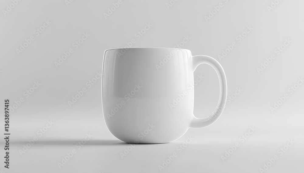 Obraz premium White ceramic mug on white background.
