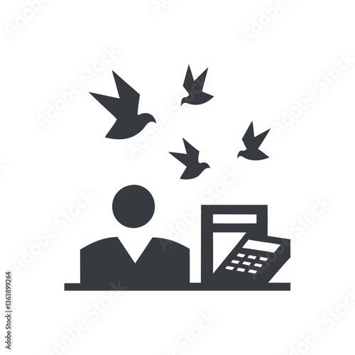 tax forms transform into birds flying away, symbolizing relief or escape from tax burdens, Tax Day background concept