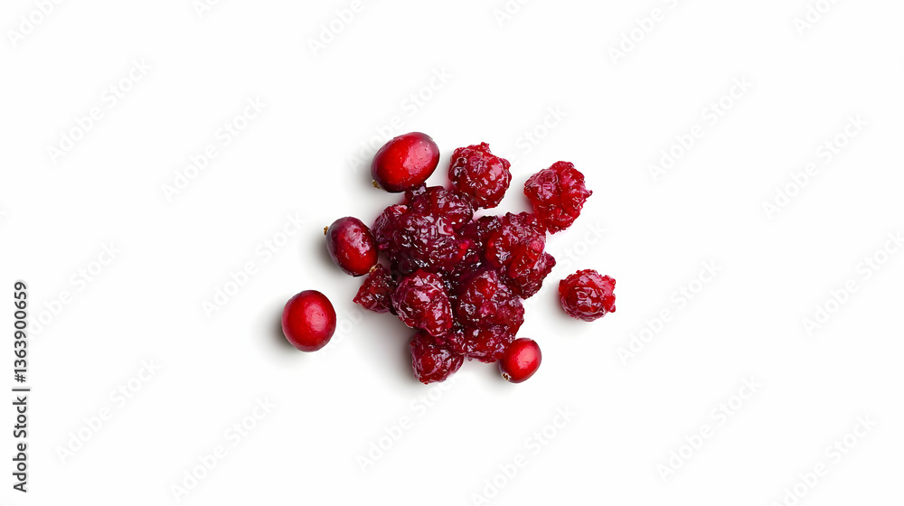 Cluster Of Red Cranberries On White Background Cluster Of Red Cranberries On White Background