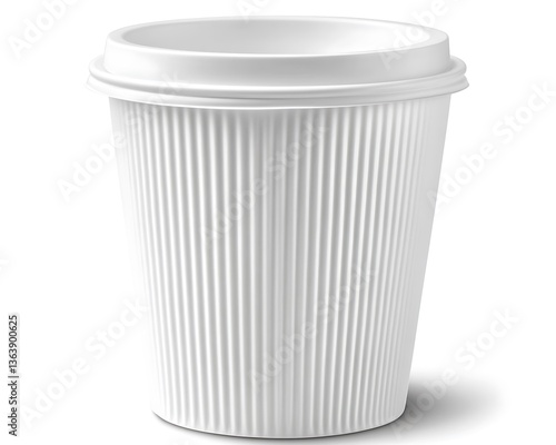 Wallpaper Mural White ribbed paper coffee cup with lid. Torontodigital.ca
