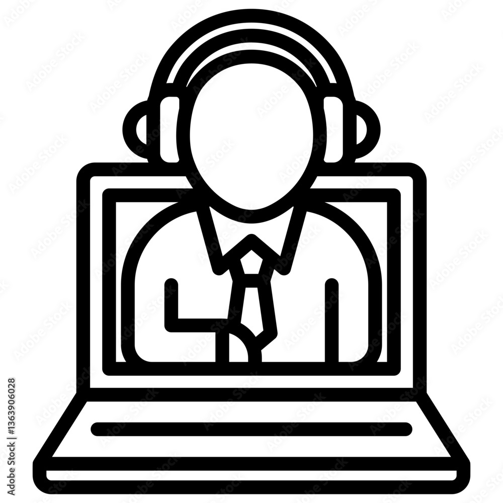 Customer Support and Service Icon Line Design Vector Concept Customer Support and Service Icon Line Design Vector Concept