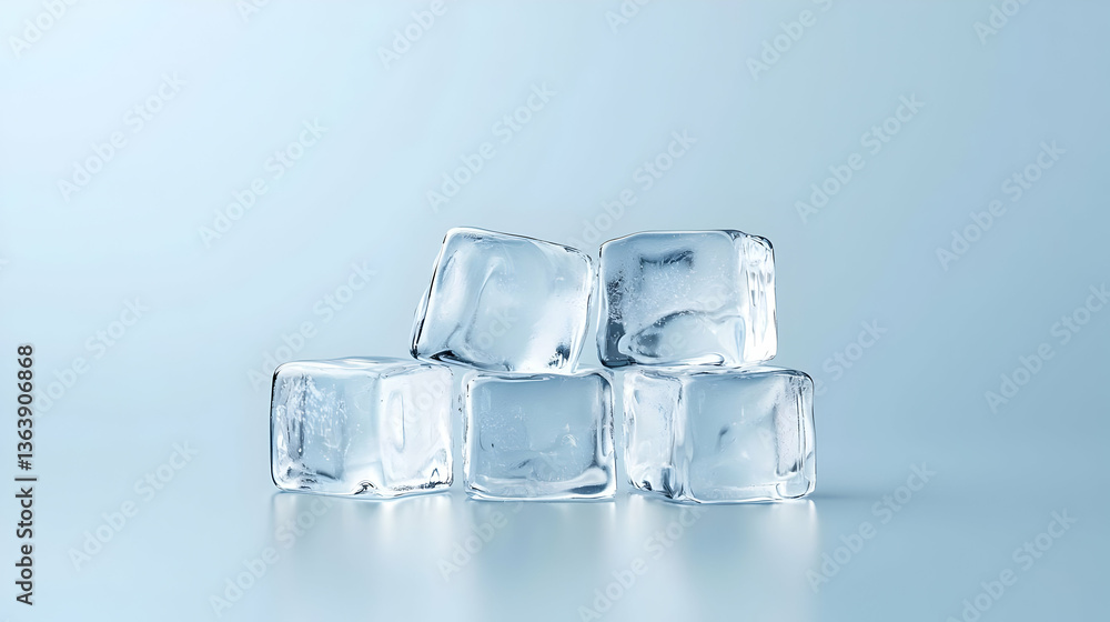 Stacked Ice Cubes On Light Blue Background Stacked Ice Cubes On Light Blue Background