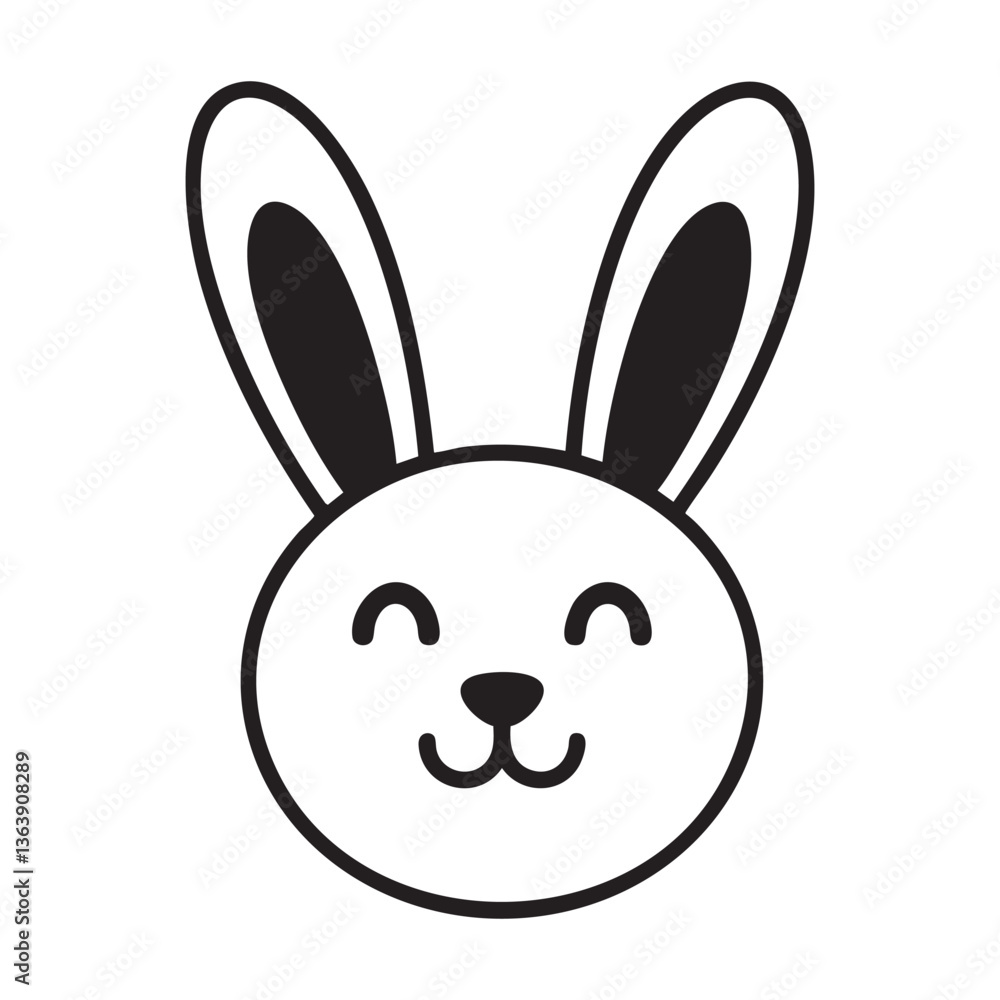 Cute bunny face illustration vector easter rabbit head drawing simple design Cute bunny face illustration vector easter rabbit head drawing simple design