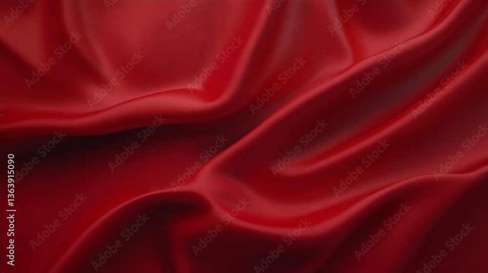 Obraz premium Red silk fabric with soft folds and drapes.