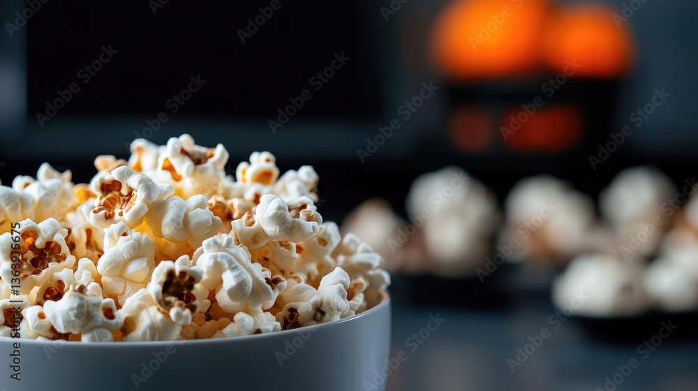 Popcorn in a bowl, perfect for movie night Popcorn in a bowl, perfect for movie night